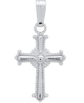 Kiddie Kraft Sterling Silver Ornate Beaded Edge Cross Pendant